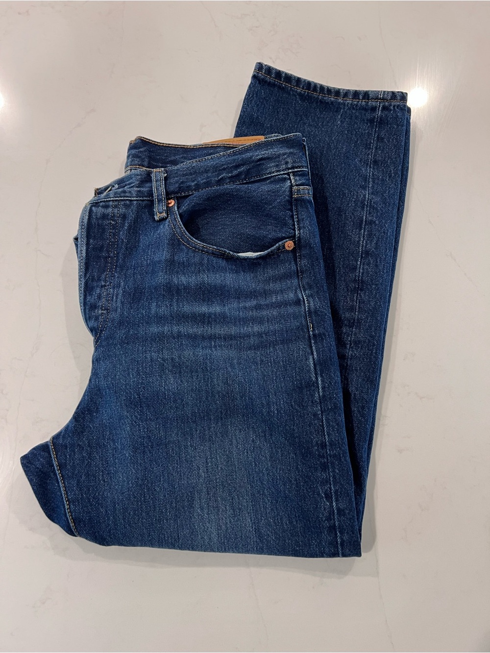 Levi's Women's 501  Straight Leg Jeans in Dark Blue Denim